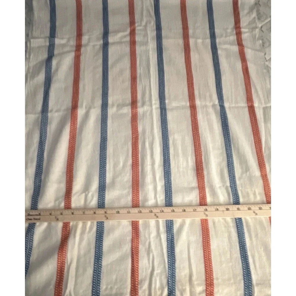 Cotton Fringed Scarf Wrap Red White & Blue Striped Pattern 26 x 72 in Patriotic